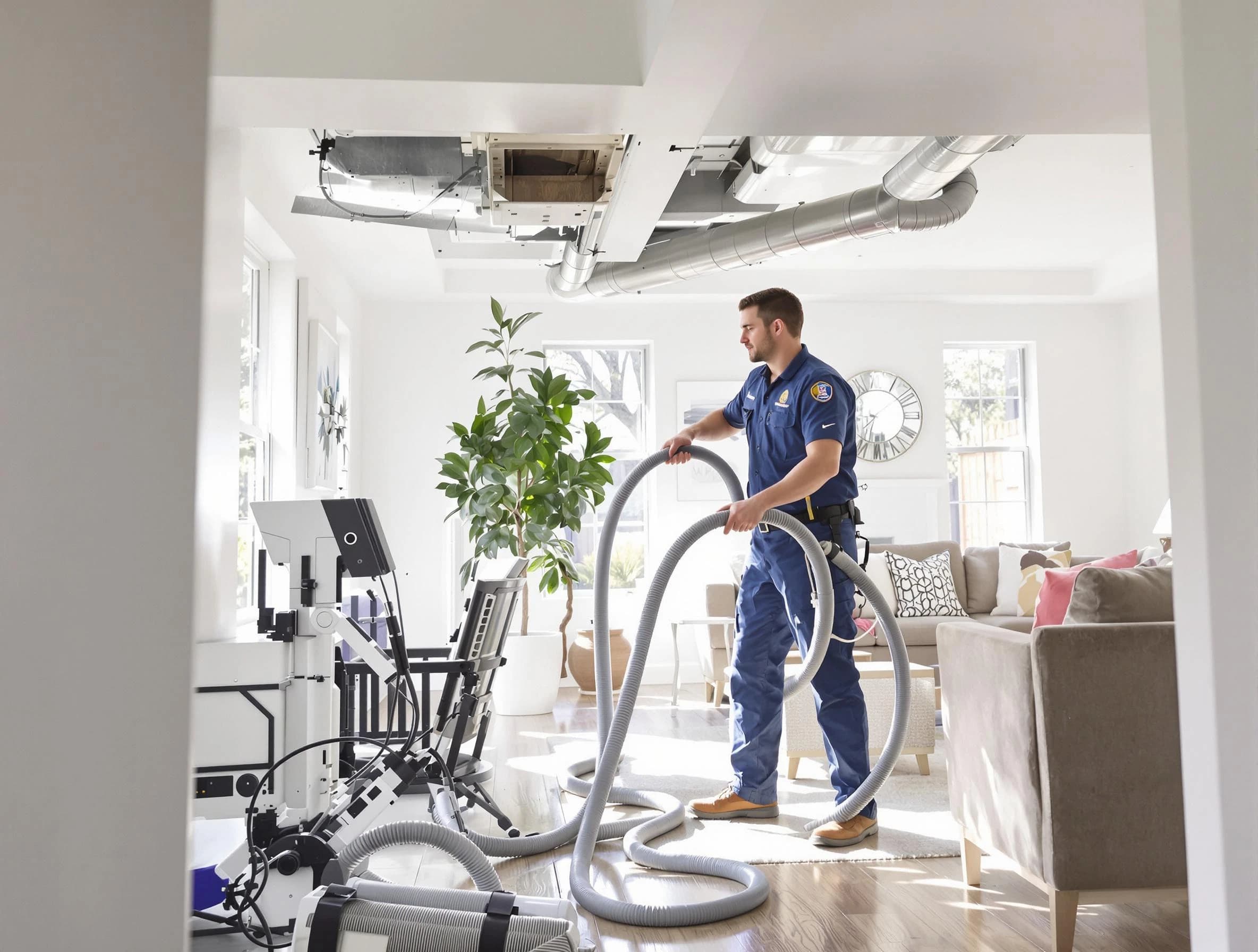 El Monte Air Duct Cleaning technician performing thorough AC duct cleaning for enhanced cooling efficiency in El Monte