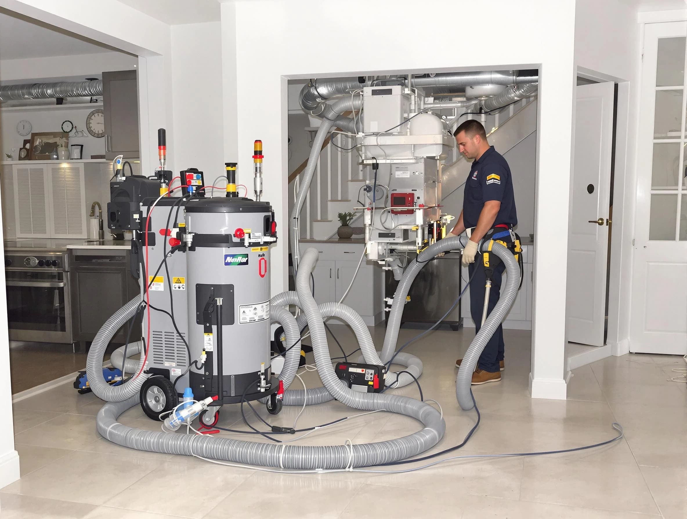El Monte Air Duct Cleaning technician operating negative pressure cleaning equipment for thorough duct maintenance in El Monte