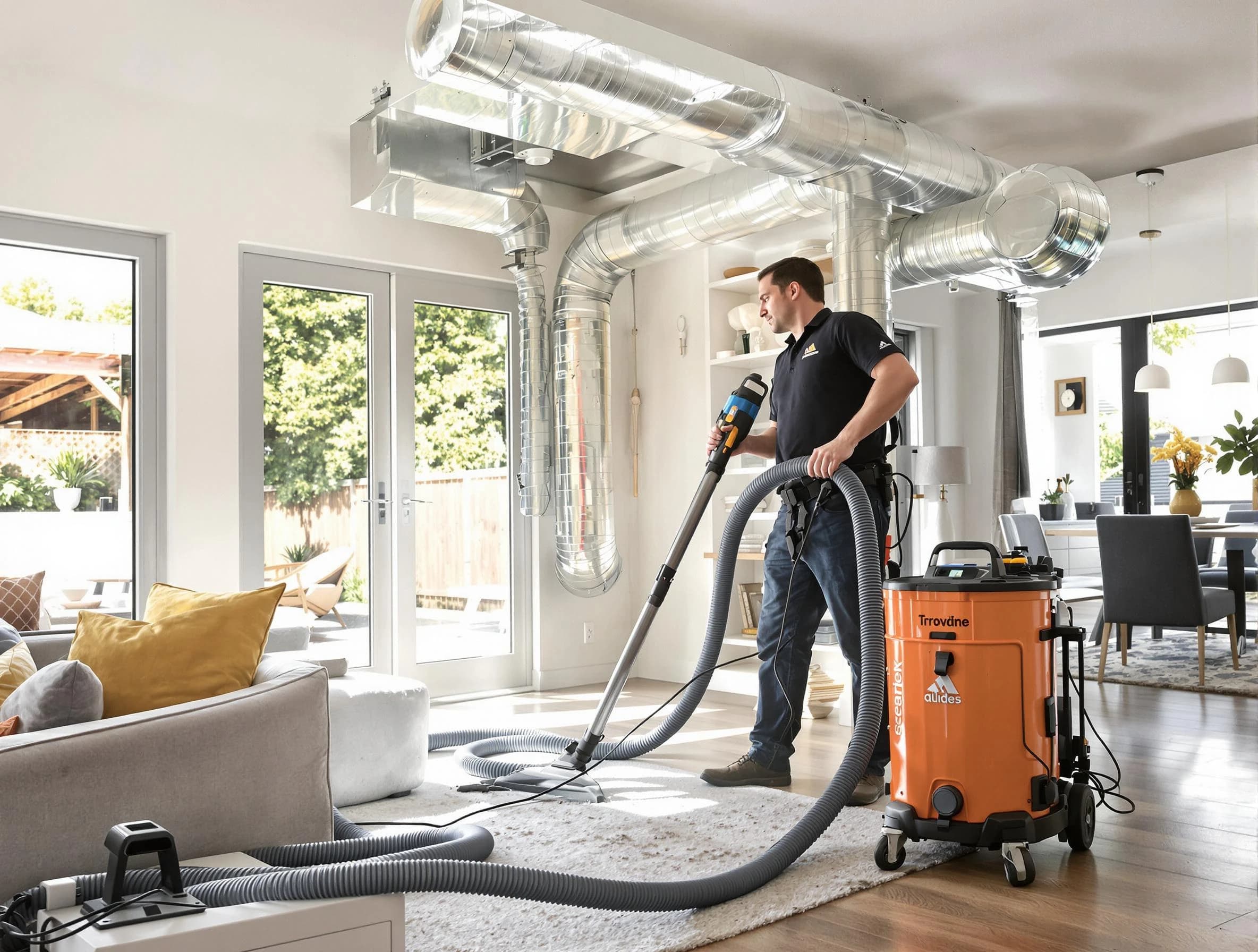 El Monte Air Duct Cleaning specialist performing thorough residential duct cleaning using advanced equipment in El Monte